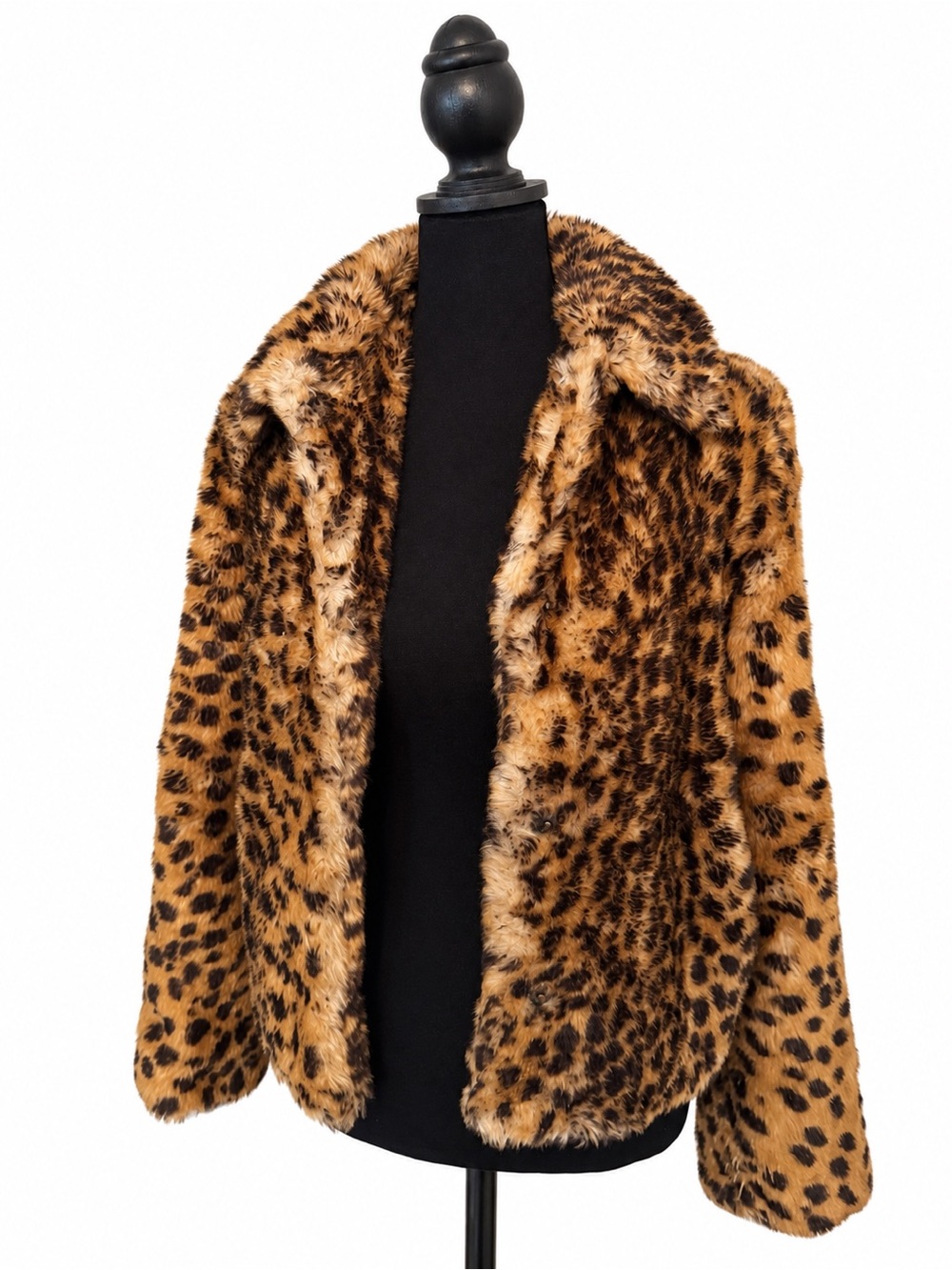 Leopard Print Faux Fur Teddy Jacket - Brown